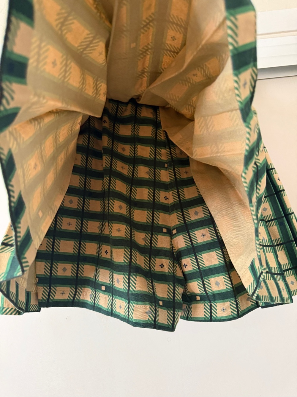 Noble Clothing Green & Cream Plaid Pleated Skort - Picture 7 of 8